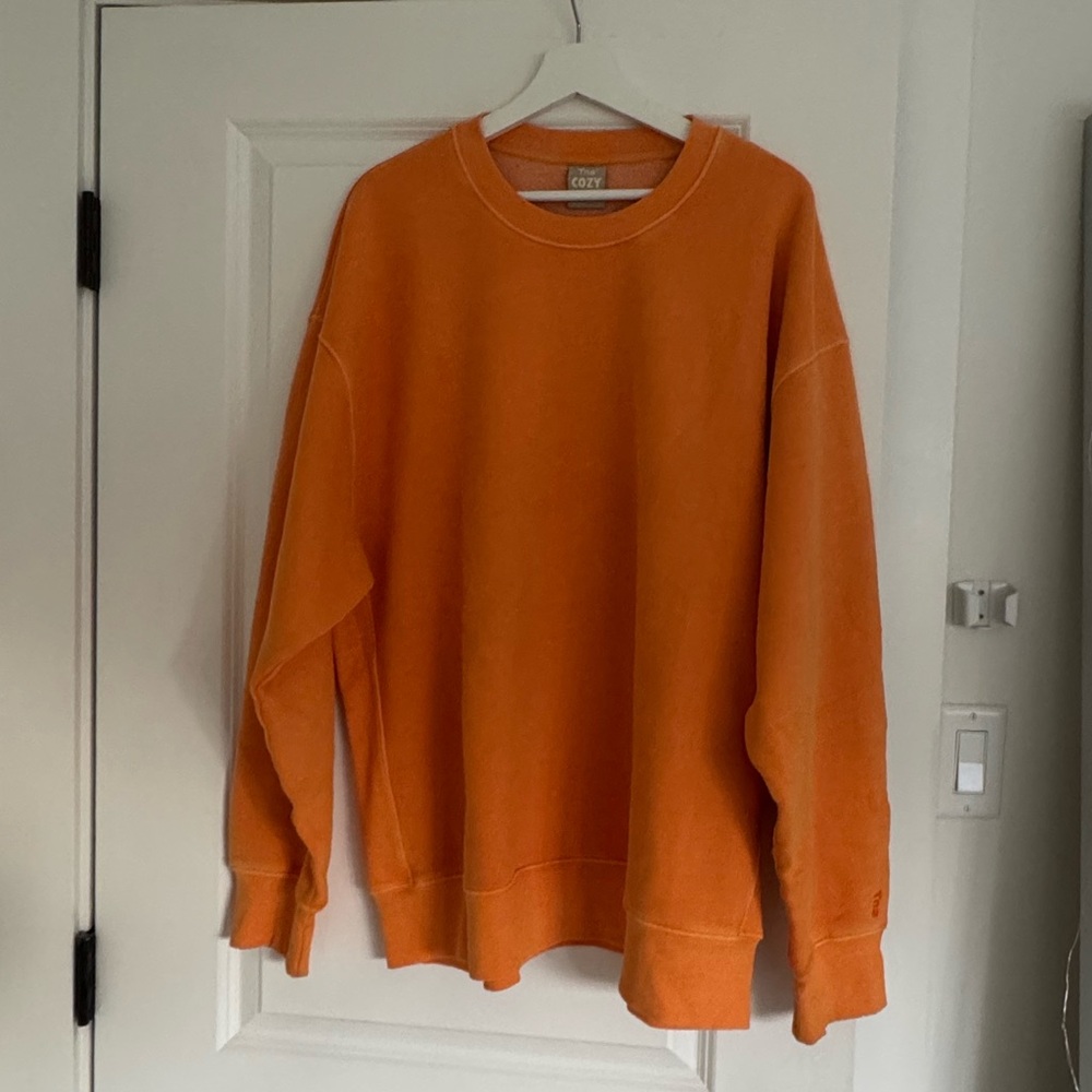 Aritzia Cozy Crewneck Sweater in Vibrant Orange